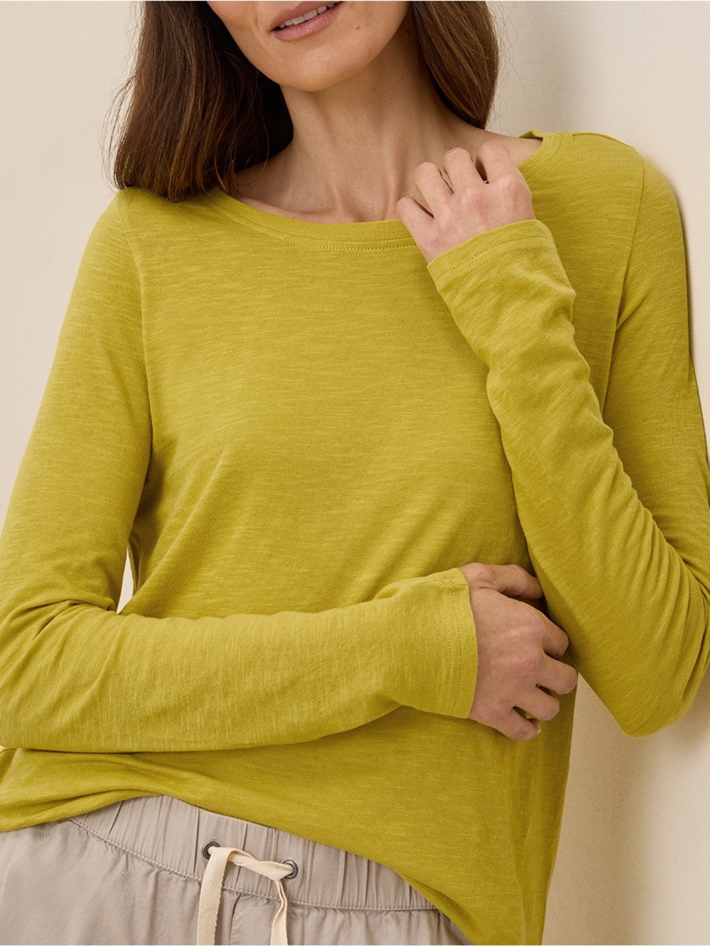 Pact Chartreuse Featherweight Slub Organic Cotton Long Sleeve Tee